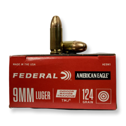 AMERICAN EAGLE 9MM LUGER 124GR TMJ TMF 1000 RNDS  *LE AGENCY PURCHASE ONLY* *CONTACT FOR DEPARTMENT PRICING*