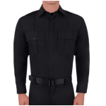 BLAUER MEN L/S  BLACK SHIRT, W/ZIPPER - 19.5X38/39