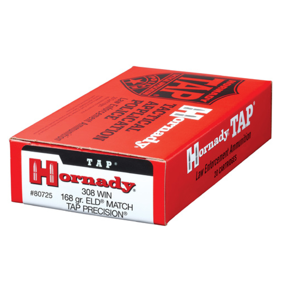HORNADY TAP PRECISION MATCH AMMUNITION 308 WIN  168GR 20RD *LE AGENCY PURCHASE ONLY* *CONTACT FOR DEPARTMENT PRICING*