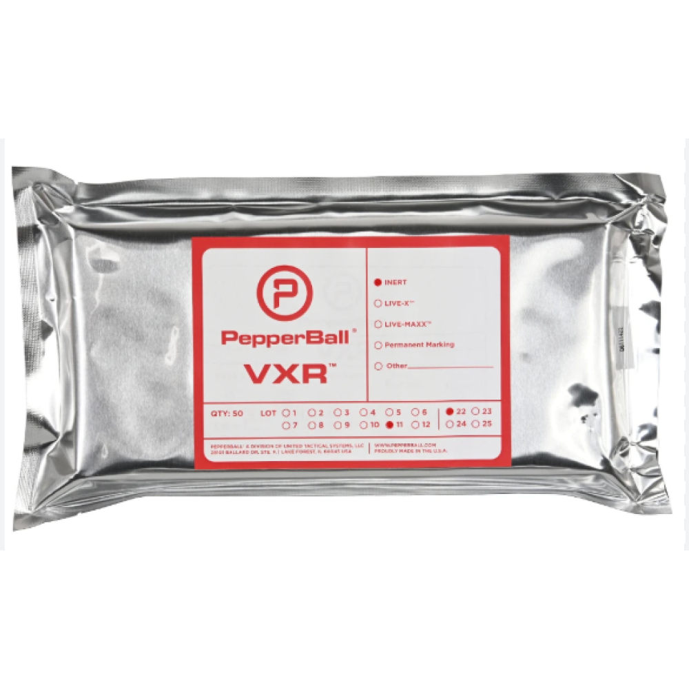 PEPPERBALL VXR INERT POWDER PROJECTILES - 50 CT. - PACKAGED IN SEALED MYLAR TRAY *CONTACT FOR DEPARTMENT PRICING*