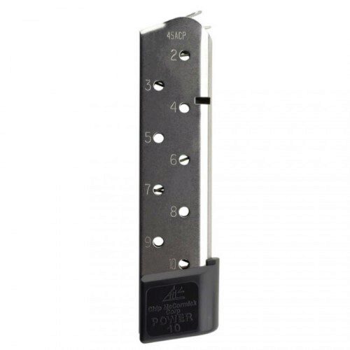 CMC Products 15150 Power Mag  Stainless Steel with Black Base Pad Detachable 10rd 45 ACP for 1911
