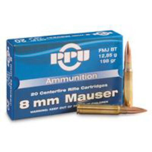 PPU PP8F Metric Rifle  8mm Mauser 198 gr Full Metal Jacket Boat-Tail (FMJBT) 20 Per Box/ 10 Cs