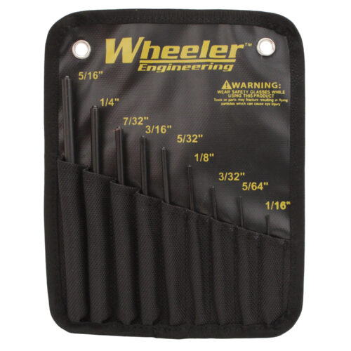 Wheeler 204513 Roll Pin Punch Set  Black Steel Knurled Handle 9 Pieces
