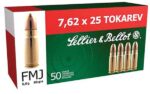 Sellier & Bellot SB762TOK Handgun Target 7.62x25mm Tokarev 85 gr Full Metal Jacket (FMJ) 50 Per Box