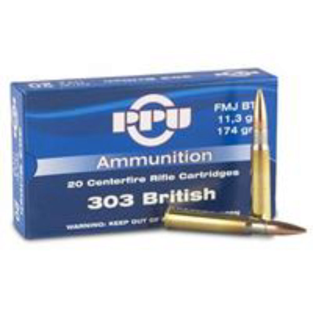 PPU PP303F Standard Rifle  303 British 174 gr Full Metal Jacket Boat-Tail (FMJBT) 20 Per Box/ 10 Cs