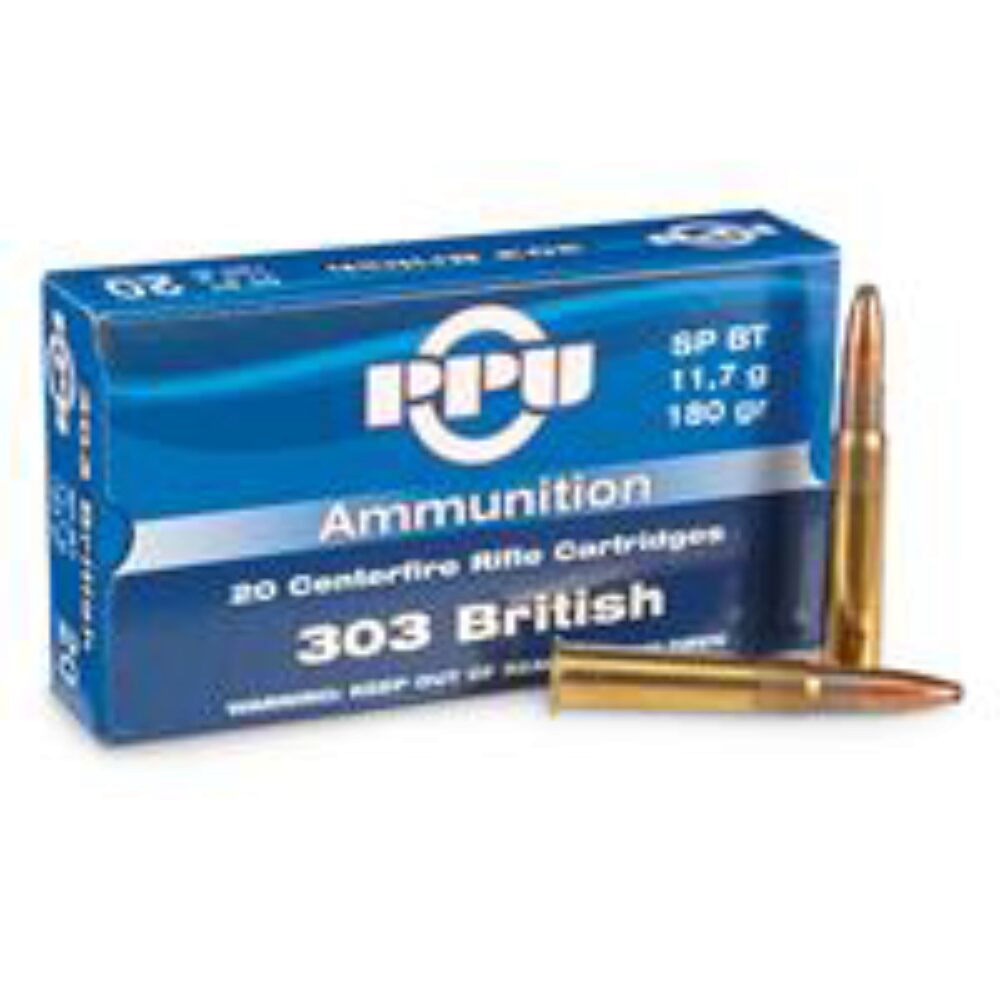 PPU PP303S2 Standard Rifle  303 British 180 gr Soft Point Boat-Tail (SPBT) 20 Per Box/ 10 Cs