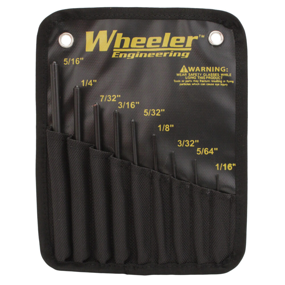 Wheeler 204513 Roll Pin Punch Set  Black Steel Knurled Handle 9 Pieces
