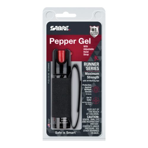 Sabre, The Runner, 0.67 Ounces, Pepper Gel, Black, Included Hand Strap