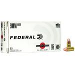 Federal Range & Target  9mmLuger 115gr Full Metal Jacket 50 Per Box/20 Case BRASS