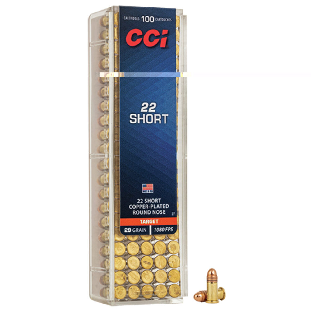 CCI Ammunition, High Velocity, 22S, 29 Grain, Gilded Lead Roundnose, 100 Round Box