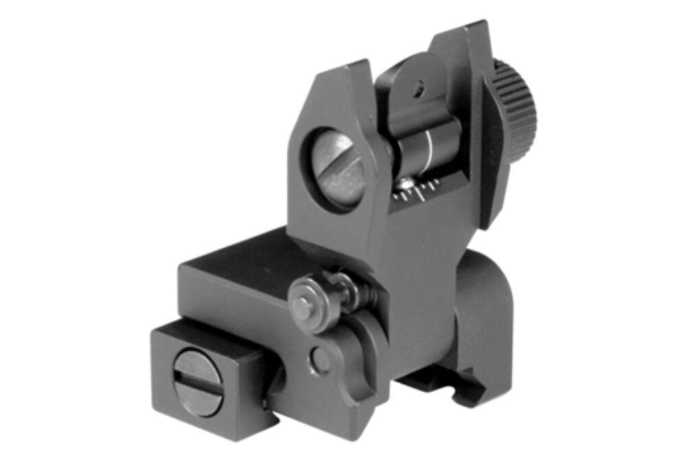 Aim Sports MT201 AR15 Low Profile Rear Flip Up Sight  Black Anodized