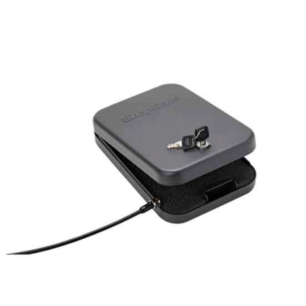 SnapSafe, Lock Box, Large, 9.5" x 6.5" x 1.75", Key Lock, 16 Gauge Steel, Cable Included, Black Finish
