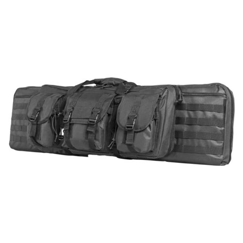 NcStar CVDC2946U42 VISM Double Carbine Case Urban Gray PVC Nylon with Foam Padding, Lockable Zippers, Pockets & MOLLE Webbing 42 L x 13 H Interior Dimensions