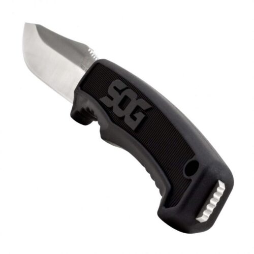 S.O.G SOGFK1001CP Field  4 Fixed Clip Point Plain Satin 7Cr17MoV SS Blade Black TPR Handle Includes Sheath