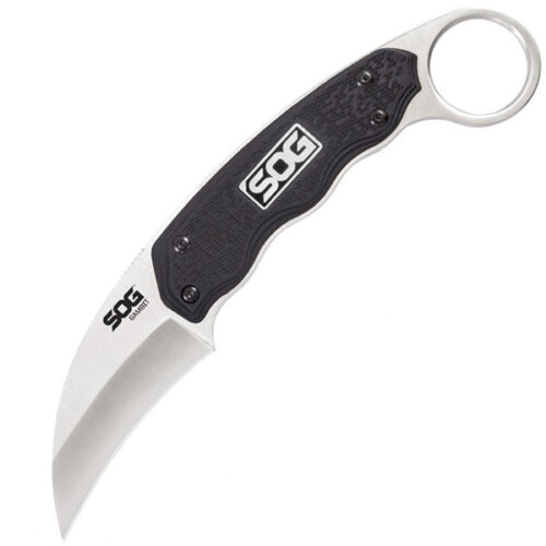 S.O.G SOG-GB1001-C Gambit  2.58 Fixed Sheepsfoot Plain Satin Polished 7Cr17MoV SS Blade Black GRN Handle Includes Sheath