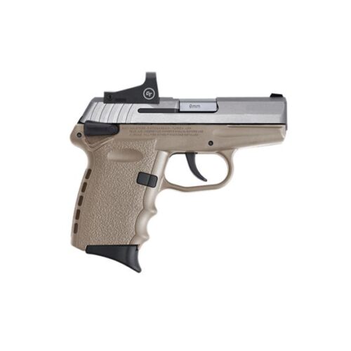 SCCY Industries CPX1TTDERD CPX-1 RD 9mm Luger Caliber with 3.10 Barrel, 10+1 Capacity, Flat Dark Earth Finish Frame, Stainless Steel Slide & Polymer Grip Includes Crimson Trace CTS-1500 Red Dot