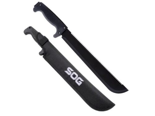 S.O.G SOG-MC01-N SOGfari  13 Black Powder Coated 3Cr13MoV SS Blade Black Kraton Handle 19 Long Includes Sheath