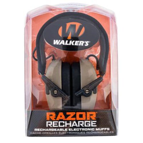 Walker's GWPRSEMRCFDE Razor Rechargeable Electronic Muff Polymer 21 dB Over the Head Flat Dark Earth/Black Adult