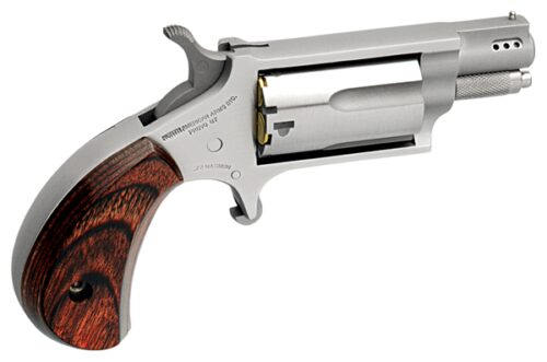 North American Arms NAA22MSP Mini-Revolver  22 WMR 5 Shot 1.13 Ported Barrel, Overall Stainless Steel Finish, Rosewood Birdshead Grip