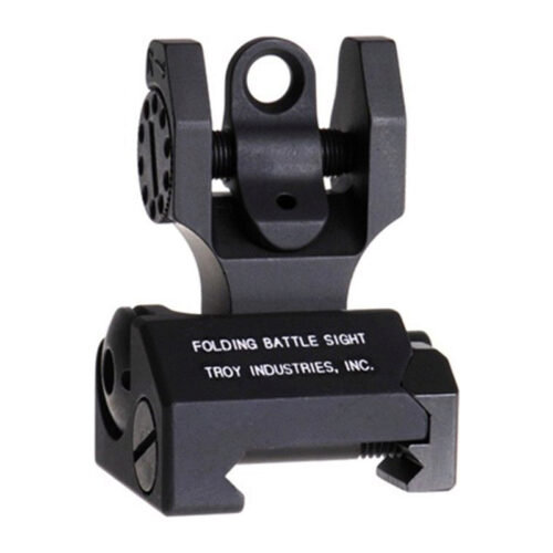 Troy Ind SSIGFBSROBT00 Rear Folding BattleSight Round  Black Hardcoat Anodized for AR-15