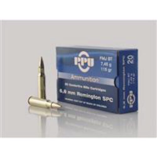 PPU PP68F Standard Rifle  6.8mm Rem SPC 115 gr Full Metal Jacket Boat-Tail (FMJBT) 20 Per Box/ 50 Cs