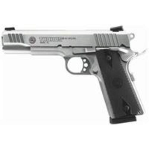 Taurus 1191109 1911  45 ACP 8+1 5 Barrel, Overall Matte Stainless Steel Finish, Beavertail Frame, Serrated Slide, Checkered Black Polymer Grip