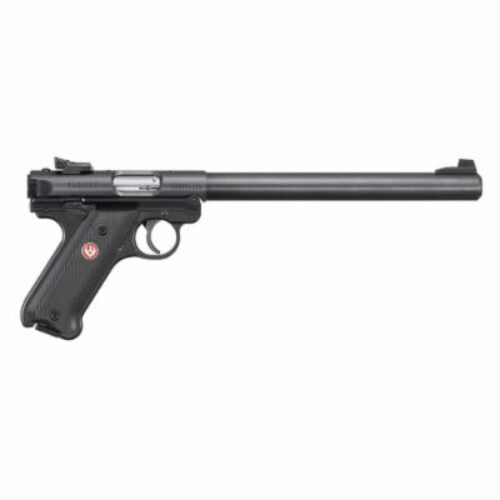 Ruger 40173 Mark IV Target 22 LR 10+1 10 Overall Blued Bull Barrel, Slide & Frame, Black Checkered Polymer Grips