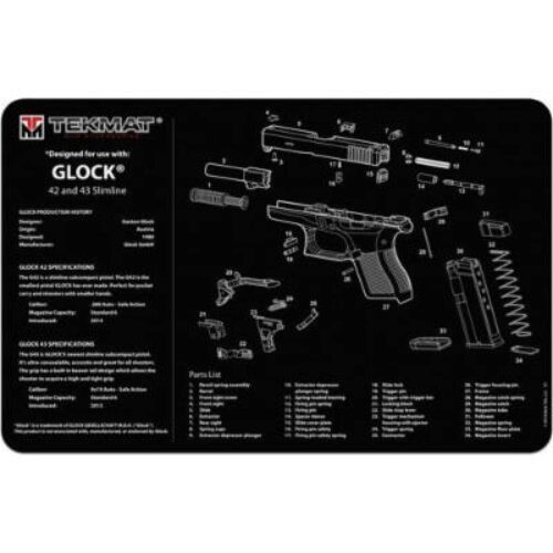 TekMat TEKR17GLOCK4243 Glock 42/43 Cleaning Mat Black/White Rubber 17 Long Glock 42/43 Parts Diagram