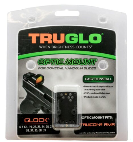 TruGlo TG8950G2 Optic Mount  Black Nitride Fortress Finish Steel, Compatible w/Glock MOS Except 42/43, Dovetail/RMR Pattern Footprint Mount