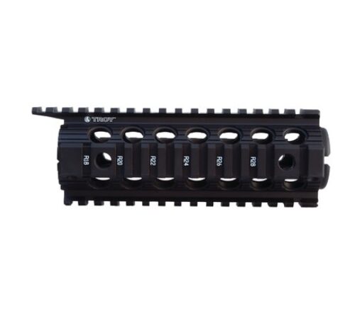 Troy Ind SRAIDIDD7BT00 Battle Rail Drop-In Enhanced 7 6005A-T6 Aluminum Black Anodized for M16, M4