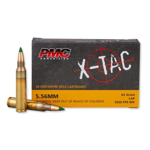 PMC X-TAC 5.56 NATO M855 Ammunition 20 Rounds SS109 Green Tip FMJ