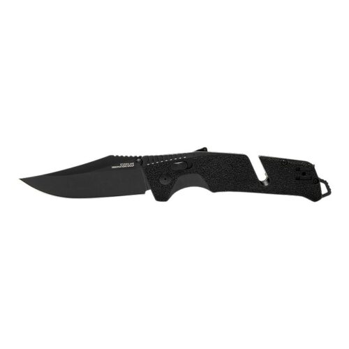 S.O.G SOG11120541 Trident AT 3.70 Folding Clip Point Plain Black TiNi Cryo D2 Steel Blade/Blackout GRN Handle Features Line Cutter/Glass Breaker