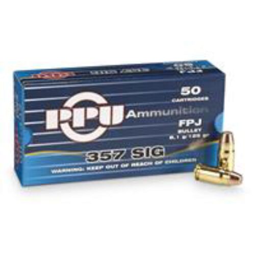 PPU PPH357S Handgun  357 Sig 125 gr Flat Point Jacketed (FPJ) 50 Per Box/ 20 Cs