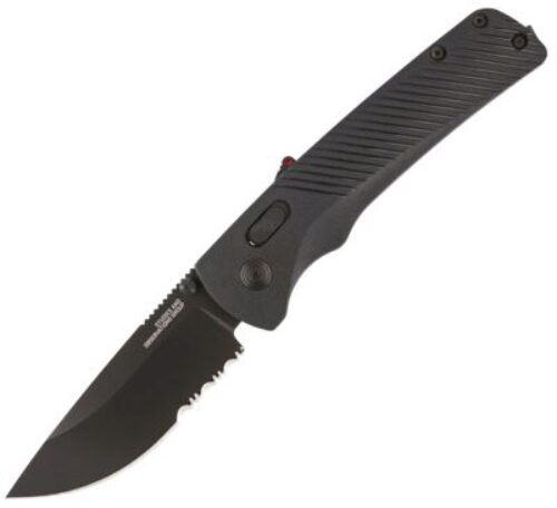 S.O.G SOG11180241 Flash AT 3.45 Folding Part Serrated Black TiNi Cryo D2 Steel Blade/Blackout GRN Handle Includes Pocket Clip