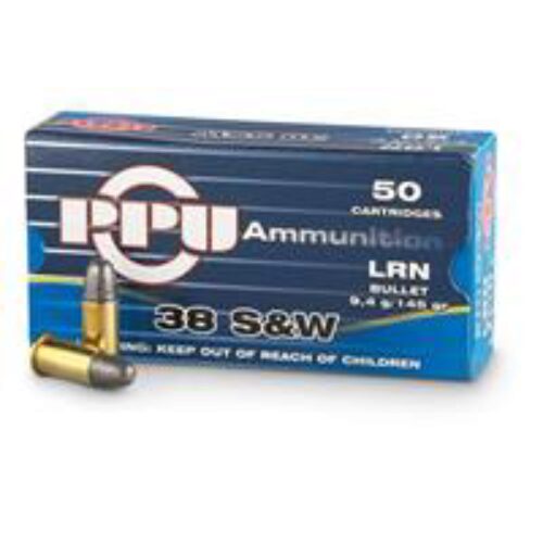 PPU PPH38SW Handgun  38 S&W 145 gr Lead Round Nose (LRN) 50 Per Box/ 20 Cs