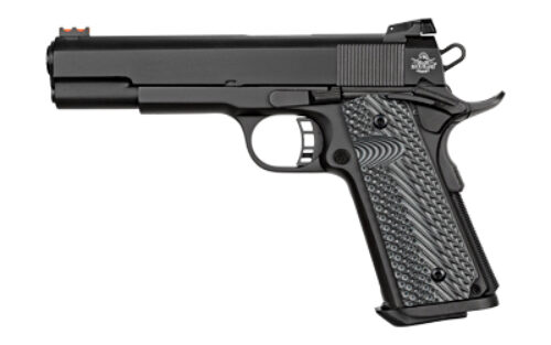 Rock Island 51486 Rock Ultra FS 45 ACP Caliber with 5 Barrel, 8+1 Capacity, Overall Black Parkerized Finish Steel, Beavertail Frame, Serrated Slide & Black/Gray G10 Grip