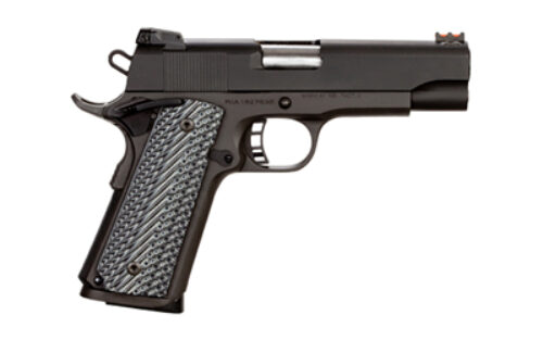 Rock Island 51487 Rock Ultra MS 45 ACP Caliber with 4.25 Barrel, 8+1 Capacity, Overall Black Parkerized Finish Steel, Beavertail Frame, Serrated Slide & Black/Gray G10 Grip