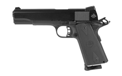 Rock Island 51632 Rock Standard FS 9mm Luger Caliber with 5 Barrel, 10+1 Capacity, Overall Black Parkerized Finish Steel, Beavertail Frame, Serrated Slide & Black Rubber Grip
