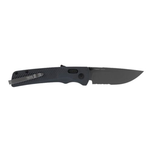S.O.G SOG11180641 Flash AT 3.45 Folding Part Serrated TiNi Cryo D2 Steel Blade/ Urban Grey GRN Handle Includes Pocket Clip
