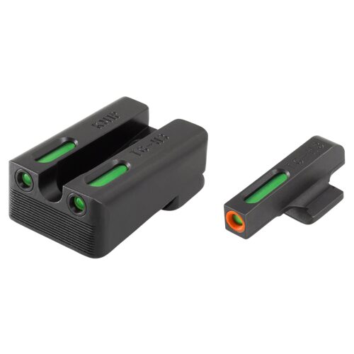 TruGlo TG13KM1PC TFX Pro  Black | Green Tritium & Fiber Optic Orange Outline Front Sight Green Tritium & Fiber Optic Rear Sight