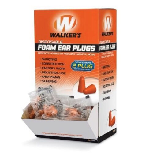 Walkers GWPFOAMPLUG Foam Ear Plugs Counter Display 32 dB Orange 100 Pair (200 Count)