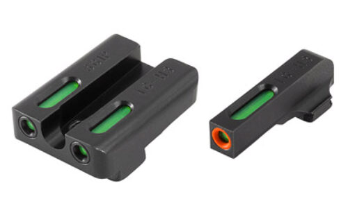 TruGlo TG13SG2PC TFX Pro  Black | Green Tritium & Fiber Optic Orange Outline Front Sight Green Tritium & Fiber Optic Rear Sight