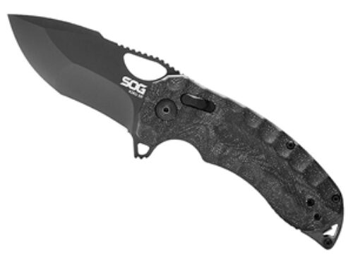 S.O.G SOG12270257 Kiku XR 3.03 Folding Tanto Plain Satin CTS XHP Steel Blade Deep Textured Black Linen Micarta Handle Includes Belt Clip