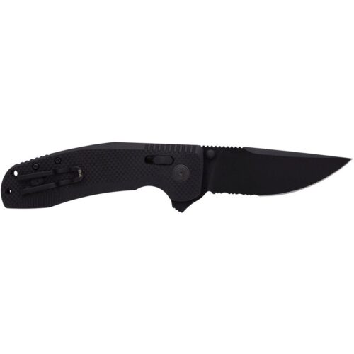 S.O.G SOG12380241 SOG-TAC XR 3.39 Folding Clip Point Plain Black TiNi Cryo D2 Steel Blade OD Green G10 Handle Includes Pocket Clip