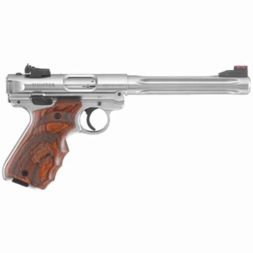 Ruger 40160 Mark IV Hunter 22 LR 10+1 6.88 Satin Stainless Fluted Bull Barrel, Satin SS Slide, Finger Grooved Target Laminate Grip