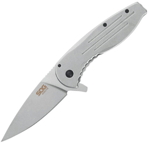 S.O.G SOG14410242 Aegis FLK 3.40 Folding Clip Point Satin 4116 Stainless Steel Blade/Silver Stainless Steel Handle Includes Pocket Clip