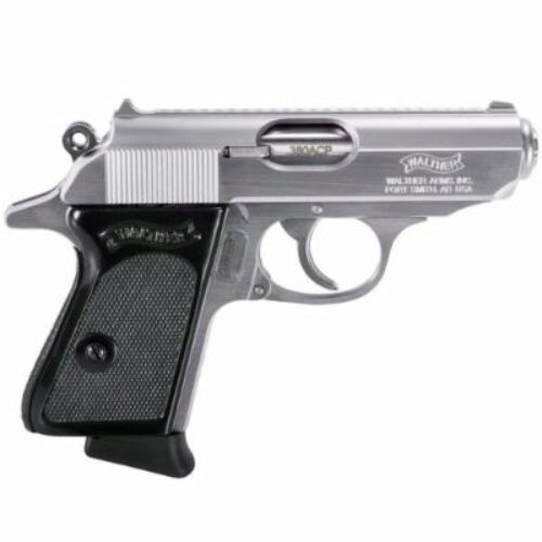 Walther Arms 4796001 PPK  380 ACP 6+1 3.30 Stainless Steel Barrel, Matte Stainless Serrated Slide & Zinc Alloy Frame w/Beavertail, Black Polymer Grips