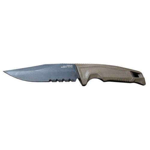 S.O.G SOG17220457 Recondo FX 4.60 Fixed Part Serrated Satin TiNi Full Tang Cryo 440C SS Blade/ FDE Overmolded GRN Handle