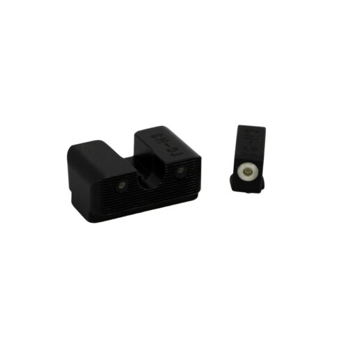 TruGlo TG231G1W Tritium Pro Night Sight Set Low, White Outline Tritium Front/Green Tritium Rear/Black Nitride Fortress Frame, Compatible w/Most Glock Except MOS, Front Post/Rear Dovetail Mount
