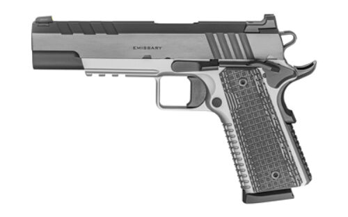 Springfield Armory PX9220L 1911 Emissary 45 ACP 5 8+1 Stainless Steel Frame with Rail Blued Carbon Steel with Tri-Top Cut Slide Black VZ Thin-Line G10 Grip Springfield Armory PX9220L 1911 Emissary 45 ACP 5 8+1 Stainless Steel Frame with Rail Blued Carbon Steel with Tri-Top Cut Slide Black VZ Thin-Line G10 Grip